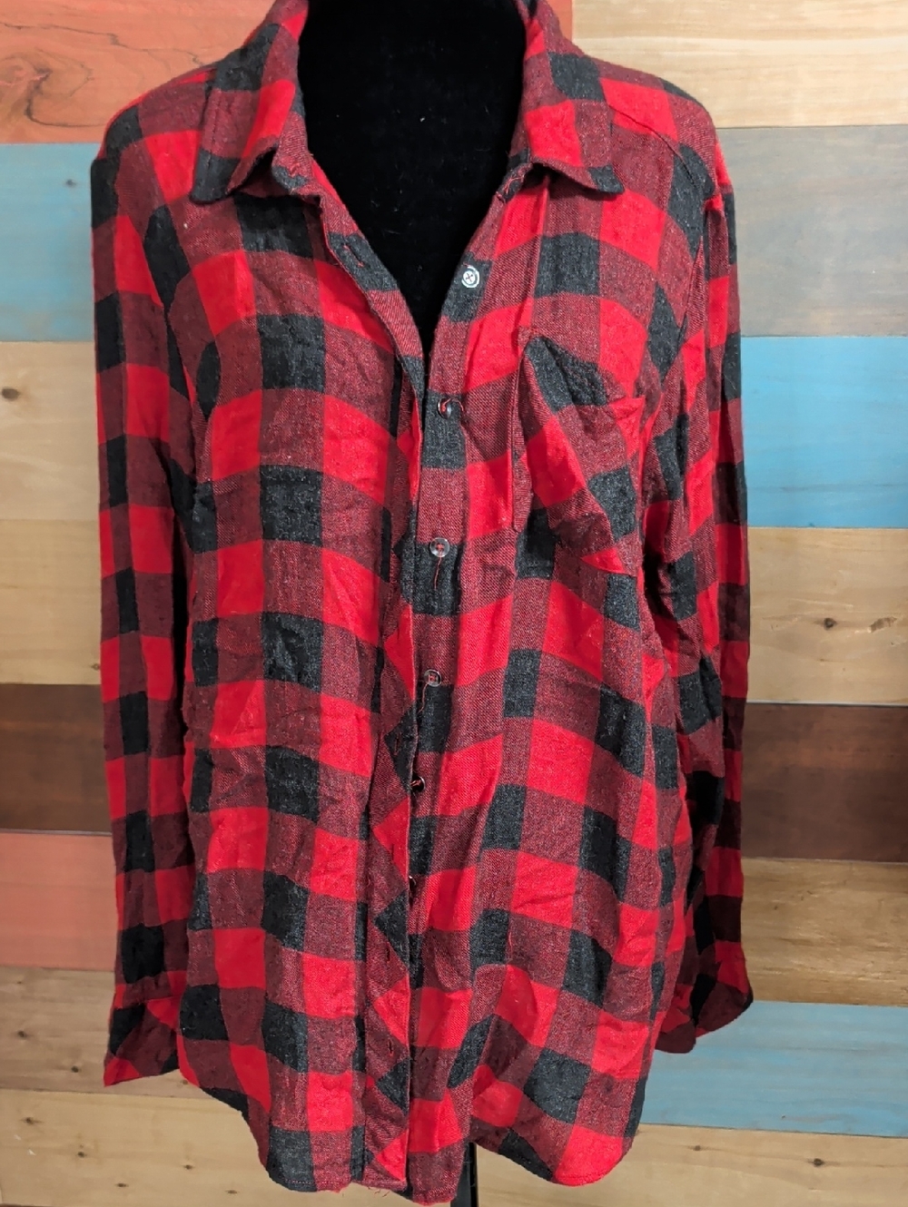 torrid Red and Black Buffalo Plaid Button-Down Shirt